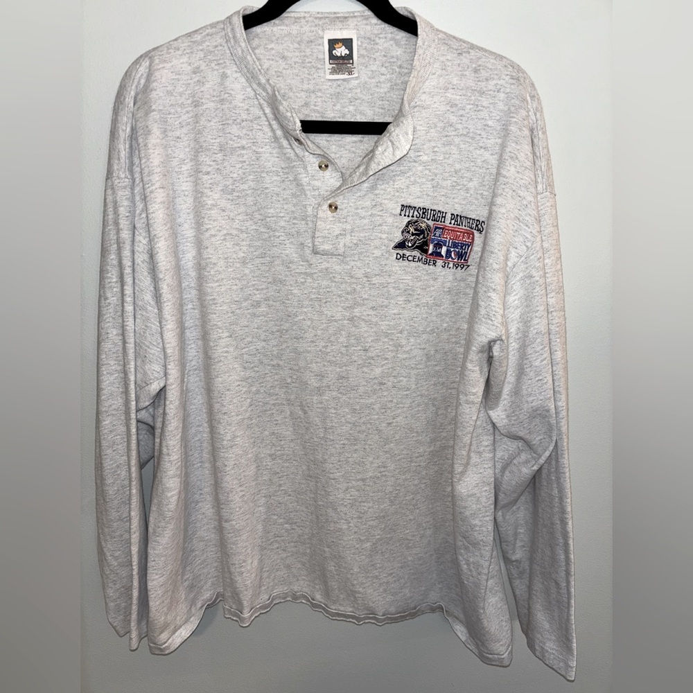 Vintage Pittsburgh Panthers Equitable Liberty Bowl 1997 Long Sleeve Henley Tee